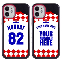 
Personalized Croatia Soccer Jersey Case for iPhone 12 Mini – Hybrid – (Black Case, Red Silicone)