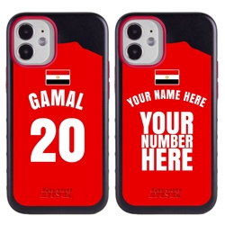 
Personalized Egypt Soccer Jersey Case for iPhone 12 Mini – Hybrid – (Black Case, Red Silicone)