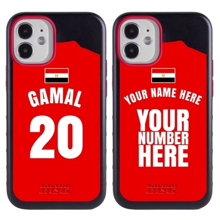 Personalized Egypt Soccer Jersey Case for iPhone 12 Mini – Hybrid – (Black Case, Red Silicone)
