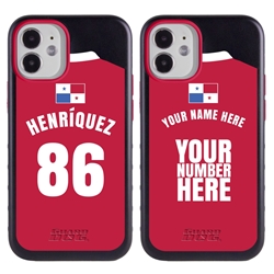 
Personalized Panama Soccer Jersey Case for iPhone 12 Mini – Hybrid – (Black Case, Red Silicone)
