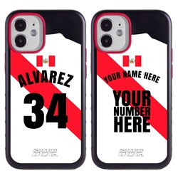 
Personalized Peru Soccer Jersey Case for iPhone 12 Mini – Hybrid – (Black Case, Red Silicone)