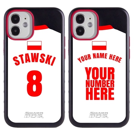 Personalized Poland Soccer Jersey Case for iPhone 12 Mini – Hybrid – (Black Case, Red Silicone)
