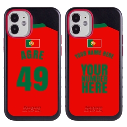 
Personalized Portugal Soccer Jersey Case for iPhone 12 Mini – Hybrid – (Black Case, Red Silicone)