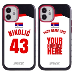 
Personalized Serbia Soccer Jersey Case for iPhone 12 Mini – Hybrid – (Black Case, Red Silicone)