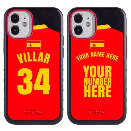 Personalized Spain Soccer Jersey Case for iPhone 12 Mini – Hybrid – (Black Case, Blue Silicone)
