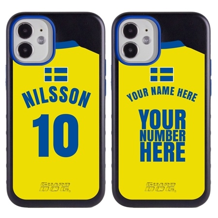 Personalized Sweden Soccer Jersey Case for iPhone 12 Mini – Hybrid – (Black Case, Red Silicone)
