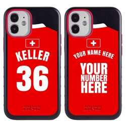 
Personalized Switzerland Soccer Jersey Case for iPhone 12 Mini – Hybrid – (Black Case, Red Silicone)