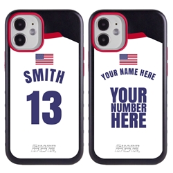 
Personalized USA Soccer Jersey Case for iPhone 12 Mini – Hybrid – (Black Case, Black Silicone)