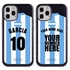 Personalized Argentina Soccer Jersey Case for iPhone 12 Pro Max – Hybrid – (Black Case, Black Silicone)
