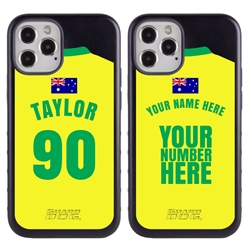 
Personalized Australia Soccer Jersey Case for iPhone 12 Pro Max – Hybrid – (Black Case, Red Silicone)