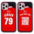 Personalized Denmark Soccer Jersey Case for iPhone 12 Pro Max – Hybrid – (Black Case, Red Silicone)
