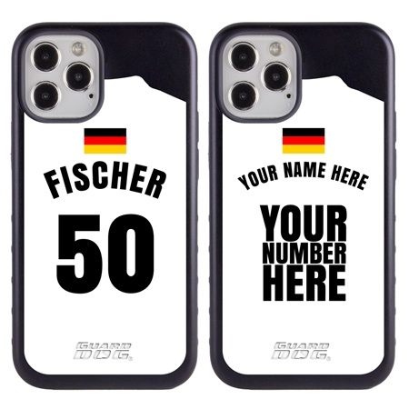 Personalized Germany Soccer Jersey Case for iPhone 12 Pro Max – Hybrid – (Black Case, Dark Blue Silicone)
