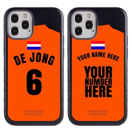 Personalized Netherlands Soccer Jersey Case for iPhone 12 Pro Max – Hybrid – (Black Case, Black Silicone)
