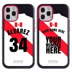 
Personalized Peru Soccer Jersey Case for iPhone 12 Pro Max – Hybrid – (Black Case, Red Silicone)