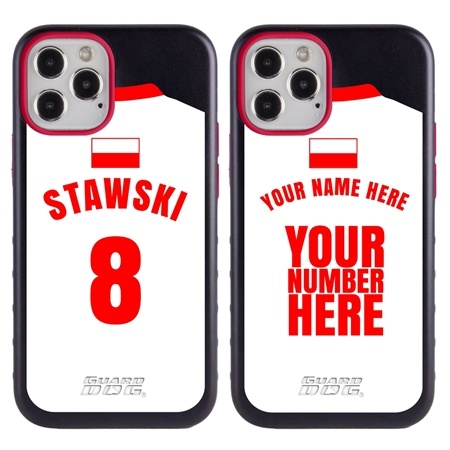 Personalized Poland Soccer Jersey Case for iPhone 12 Pro Max – Hybrid – (Black Case, Red Silicone)
