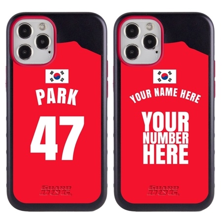 Personalized South Korea Soccer Jersey Case for iPhone 12 Pro Max – Hybrid – (Black Case, Red Silicone)
