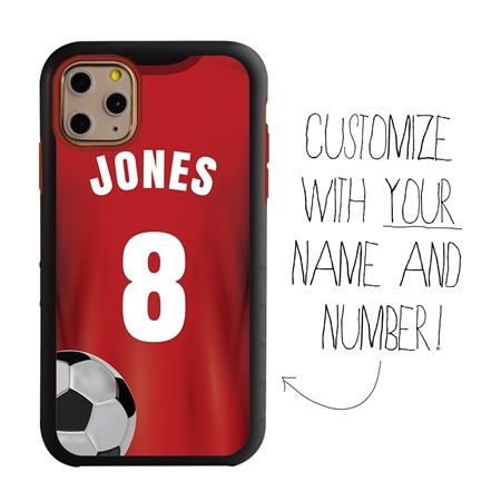 Custom Soccer Jersey Hybrid Case for iPhone 11 Pro Max - (Black Case, Full Color Jersey)
