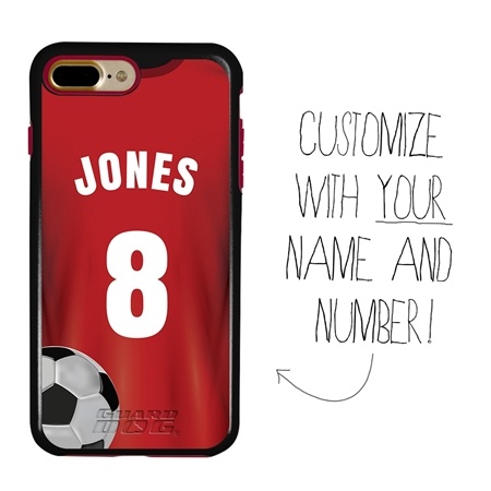 Custom Soccer Jersey Hybrid Case for iPhone 7 Plus / 8 Plus - (Black Case, Full Color Jersey)
