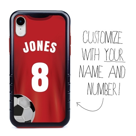 Custom Soccer Jersey Hybrid Case for iPhone XR - (Black Case, Full Color Jersey)
