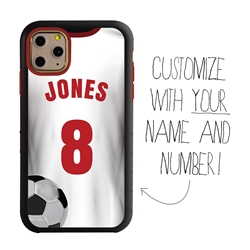 
Custom Soccer Jersey Hybrid Case for iPhone 11 Pro Max - (Black Case, White Jersey)