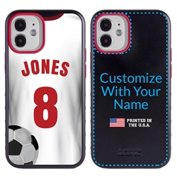 
Custom Soccer Jersey Hybrid Case for iPhone 12 Mini - (Black Case, White Jersey)