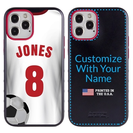 Custom Soccer Jersey Hybrid Case for iPhone 12 Pro Max - (Black Case, White Jersey)
