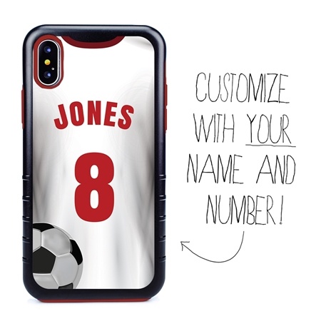 Custom Soccer Jersey Hybrid Case for iPhone Xs Max - (Black Case, White Jersey)
