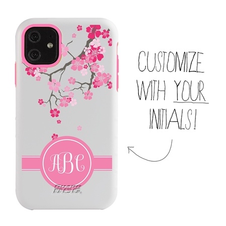 Personalized Monogram Case for iPhone 11 – Hybrid – Apple Blossoms

