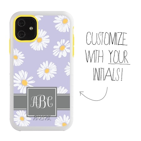 Personalized Monogram Case for iPhone 11 – Hybrid – Daisies on Lavender
