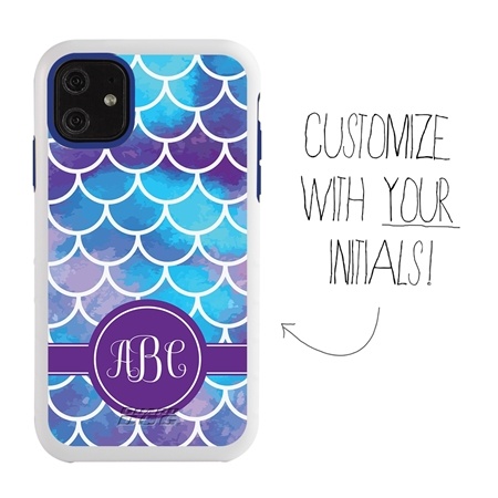 Personalized Monogram Case for iPhone 11 – Hybrid – Mermaid Scales
