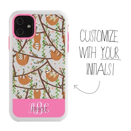 Personalized Monogram Case for iPhone 11 – Hybrid – Sloth Forest
