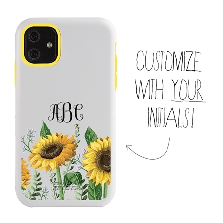 Personalized Monogram Case for iPhone 11 – Hybrid – Simply Sunflowers
