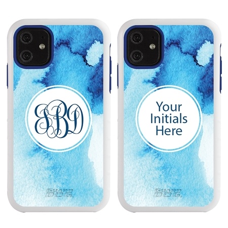 Personalized Monogram Case for iPhone 11 – Hybrid – Blue Mood Watercolor
