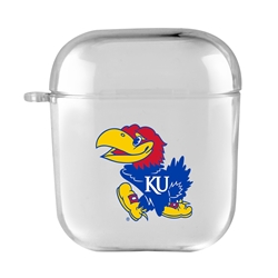 
AudioSpice Collegiate Clear Cover for Apple AirPods Generation 1/2 Case with Safety Cord - Kansas Jayhawks