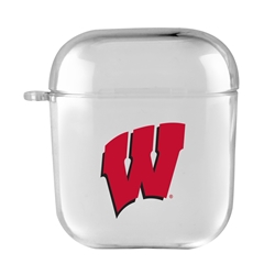 
AudioSpice Collegiate Clear Cover for Apple AirPods Generation 1/2 Case with Safety Cord - Wisconsin Badgers