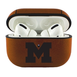 
AudioSpice Collegiate Leather Cover for Apple AirPods Pro Case with Carabiner and Safety Cord - Michigan Wolverines