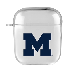 
AudioSpice Collegiate Clear Cover for Apple AirPods Generation 1/2 Case with Safety Cord - Michigan Wolverines