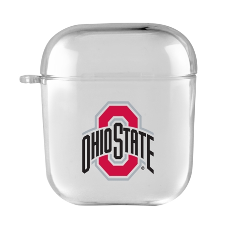 AudioSpice Collegiate Clear Cover for Apple AirPods Generation 1/2 Case with Safety Cord - Ohio State Buckeyes
