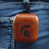 AudioSpice Collegiate Leather Cover for Apple AirPods Generation 1/2 Case with Carabiner and Safety Cord - Michigan State Spartans
