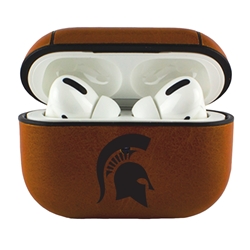 
AudioSpice Collegiate Leather Cover for Apple AirPods Pro Case with Carabiner and Safety Cord - Michigan State Spartans