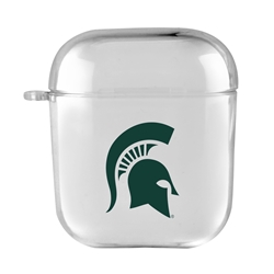 
AudioSpice Collegiate Clear Cover for Apple AirPods Generation 1/2 Case with Safety Cord - Michigan State Spartans