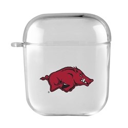 
AudioSpice Collegiate Clear Cover for Apple AirPods Generation 1/2 Case with Safety Cord - Arkansas Razorbacks