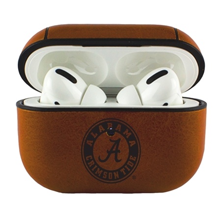 AudioSpice Collegiate Leather Cover for Apple AirPods Pro Case with Carabiner and Safety Cord - Alabama Crimson Tide
