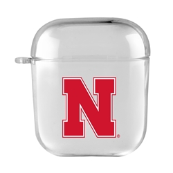 
AudioSpice Collegiate Clear Cover for Apple AirPods Generation 1/2 Case with Safety Cord - Nebraska Cornhuskers