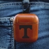 AudioSpice Collegiate Leather Cover for Apple AirPods Generation 1/2 Case with Carabiner and Safety Cord - Tennessee Volunteers
