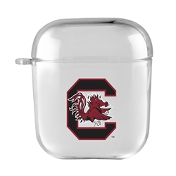 
AudioSpice Collegiate Clear Cover for Apple AirPods Generation 1/2 Case with Safety Cord - South Carolina Gamecocks