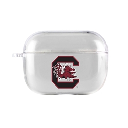 
AudioSpice Collegiate Clear Cover for Apple AirPods Pro Case with Safety Cord - South Carolina Gamecocks