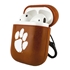 AudioSpice Collegiate Leather Cover for Apple AirPods Generation 1/2 Case with Carabiner and Safety Cord - Clemson Tigers
