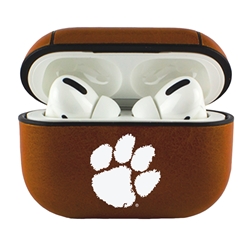 
AudioSpice Collegiate Leather Cover for Apple AirPods Pro Case with Carabiner and Safety Cord - Clemson Tigers