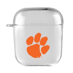 
AudioSpice Collegiate Clear Cover for Apple AirPods Generation 1/2 Case with Safety Cord - Clemson Tigers